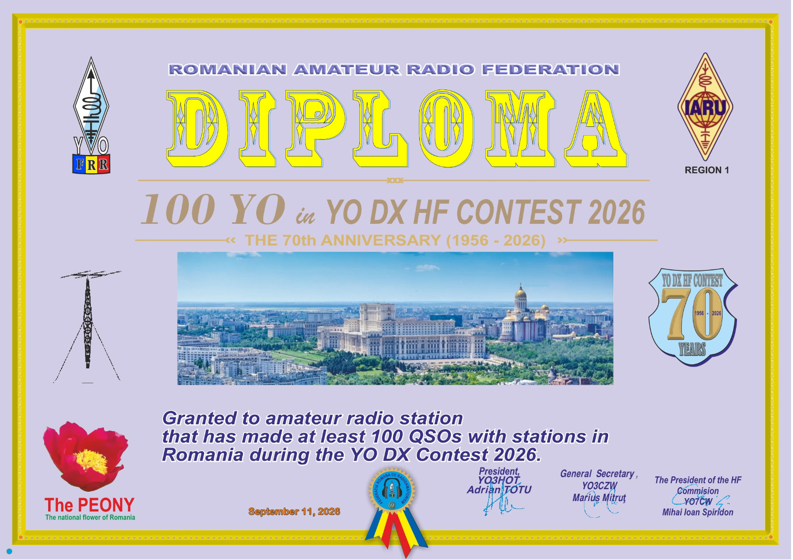 Diplomă Clasament Concurs YO DX HF 2026